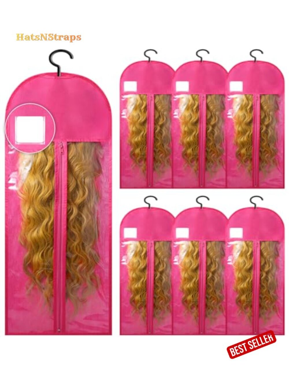 6 Extra Long Wig Storage Bags with Hangers Dustproof Travel Case Organizer